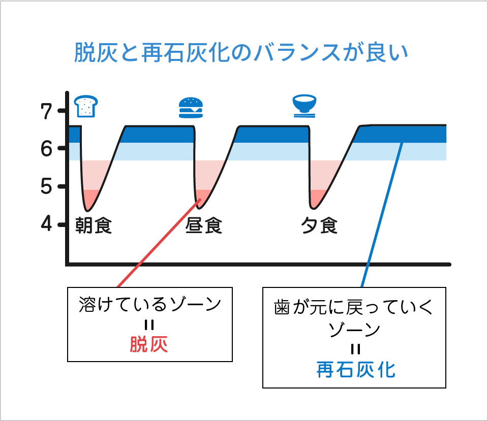 脱灰と再石灰化のバランスが良い